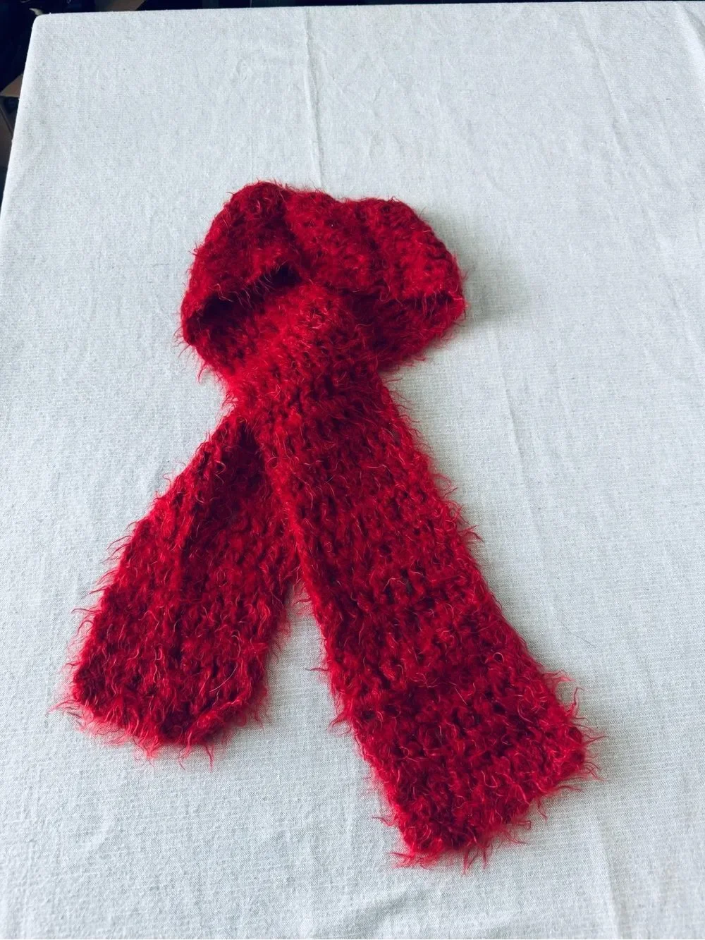 Red Soft Fuzzy Winter Scarf Accessory